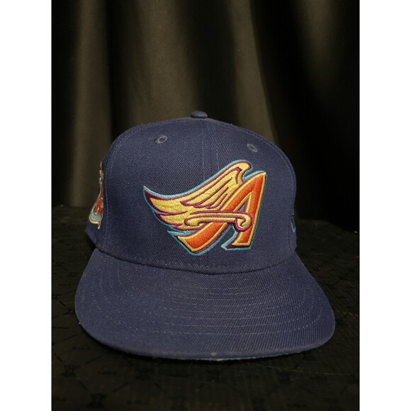 7 1/4 Los Angeles Angels Fitted Hat Interstellar Jelly HATCLUB Blue Mens Unisex - Picture 2 of 7
